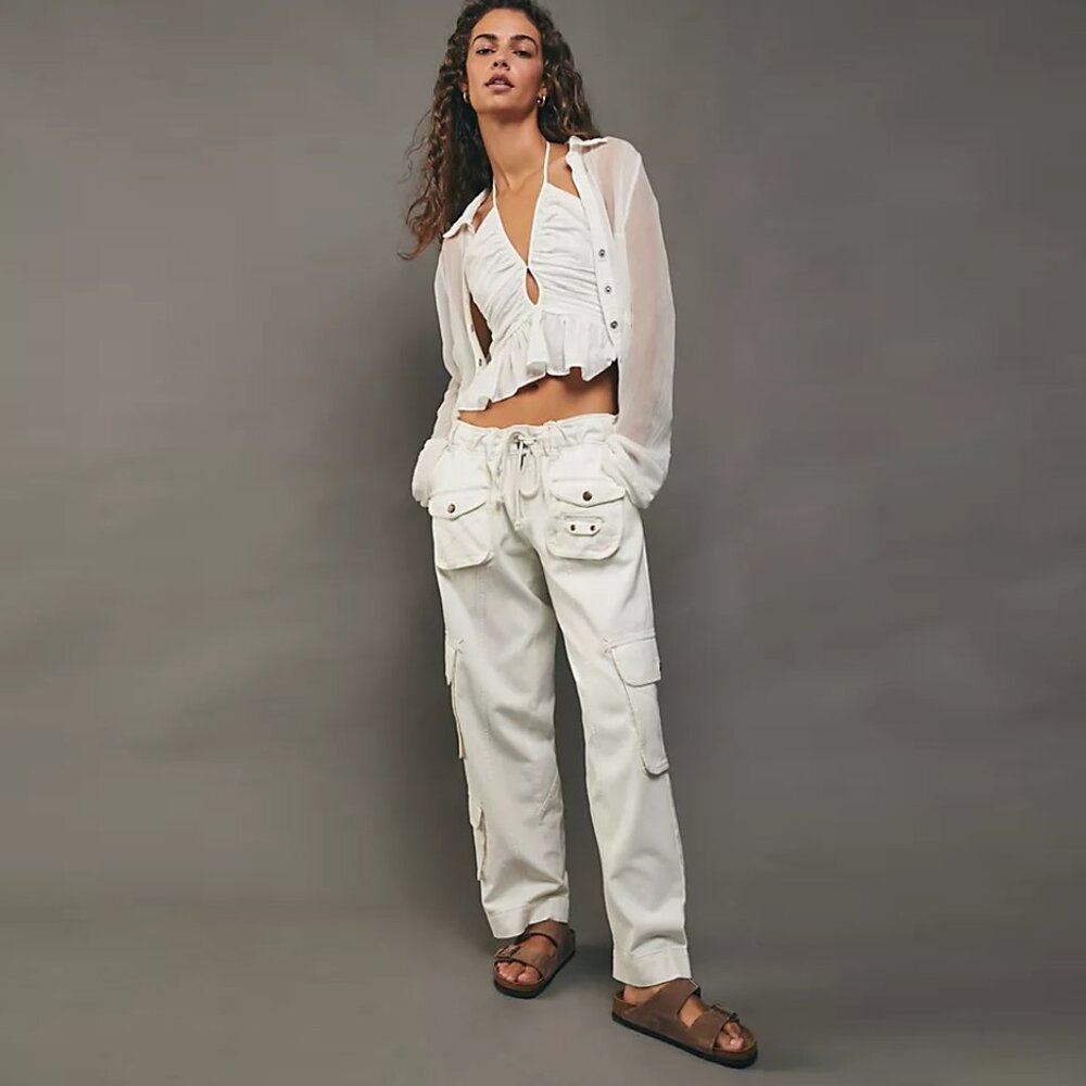 Free People Tahiti Herringbone Cargo Pants NWT - Picture 4 of 14